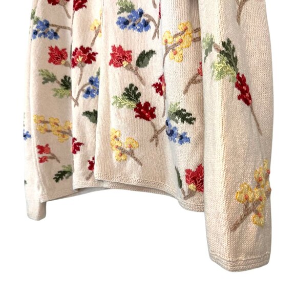 Vintage | Talbots | L | Floral Embroidered Cardigan Sweater | Cottagecore | Y2K - Picture 10 of 16